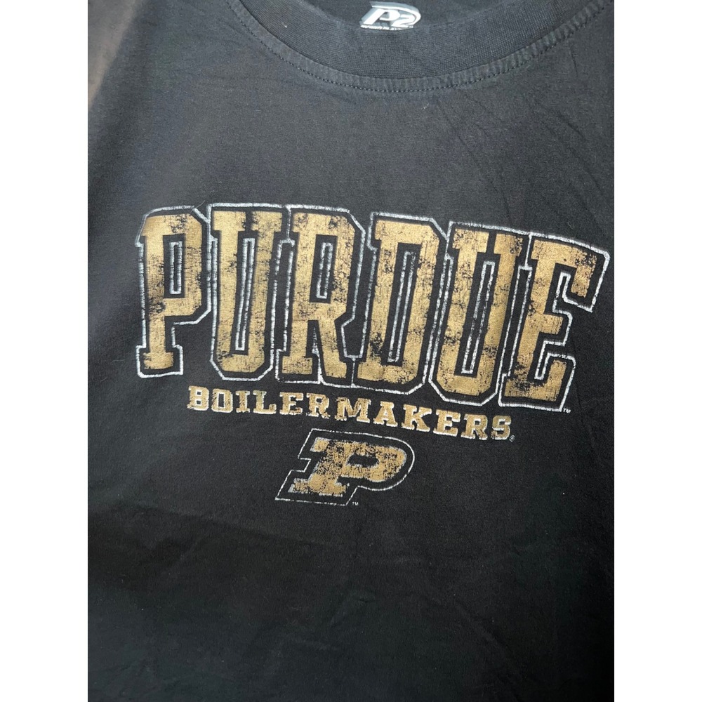 Pro Player Purdue Boilermakers NCAA Graphic T-Shirt Black Mens 2XL Distressed - Picture 2 of 5